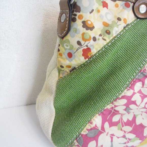 Relic Brand Woven Patchwork Floral Bamboo Handled Summer Handbag Snap Closure - Picture 12 of 13